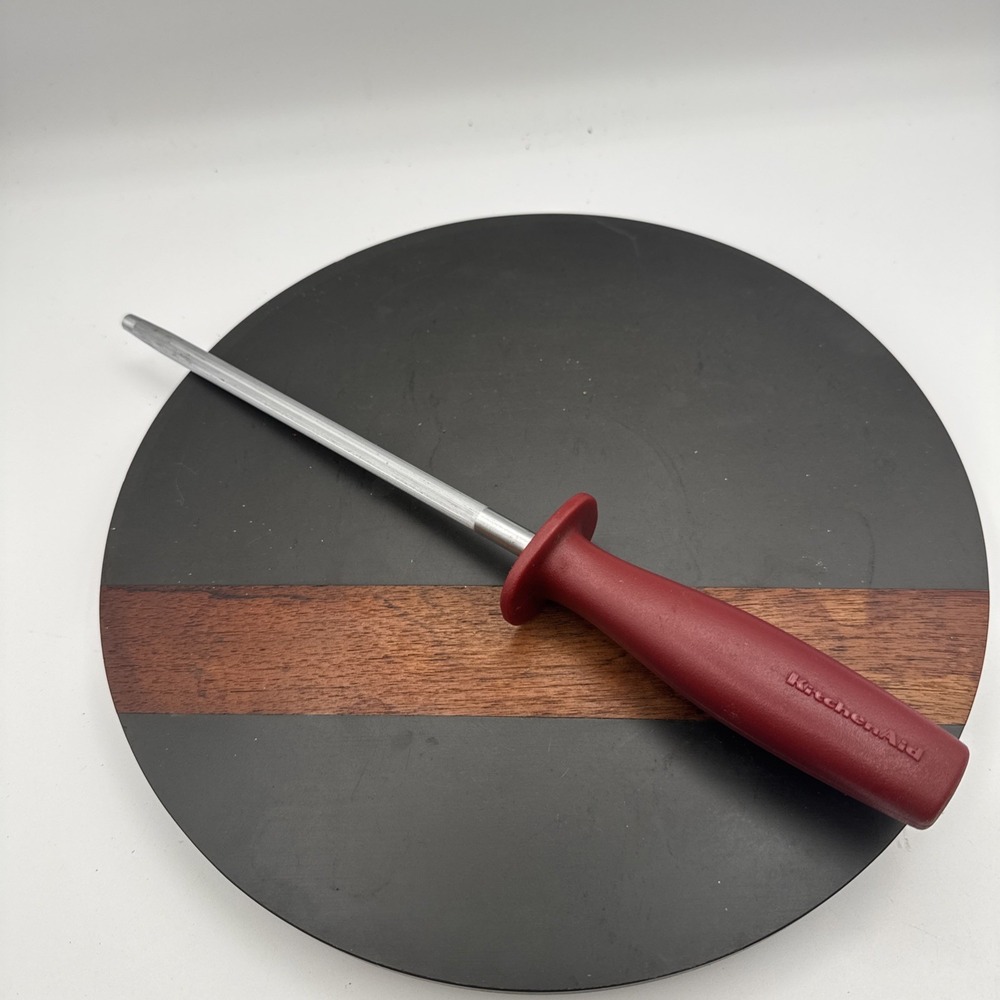 Vintage HTF KitchenAid Red Sharpening Honing Knife Tool 13.5" Steel RARE
